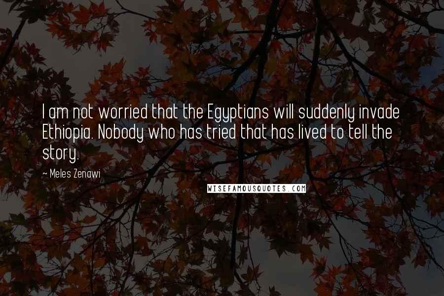 Meles Zenawi Quotes: I am not worried that the Egyptians will suddenly invade Ethiopia. Nobody who has tried that has lived to tell the story.