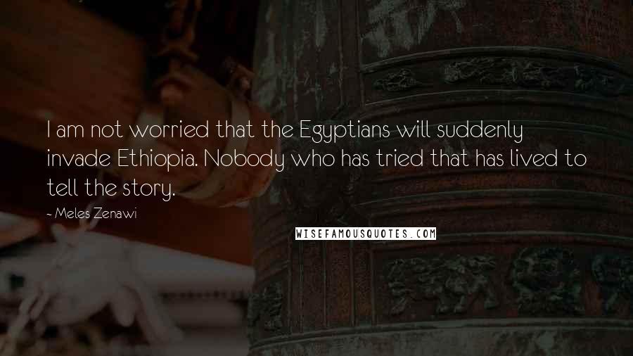 Meles Zenawi Quotes: I am not worried that the Egyptians will suddenly invade Ethiopia. Nobody who has tried that has lived to tell the story.