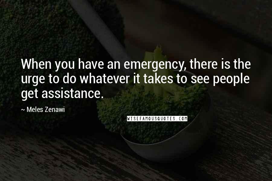 Meles Zenawi Quotes: When you have an emergency, there is the urge to do whatever it takes to see people get assistance.