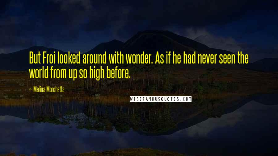 Melina Marchetta Quotes: But Froi looked around with wonder. As if he had never seen the world from up so high before.