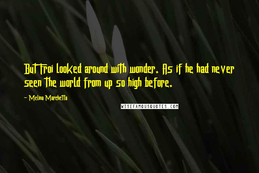 Melina Marchetta Quotes: But Froi looked around with wonder. As if he had never seen the world from up so high before.
