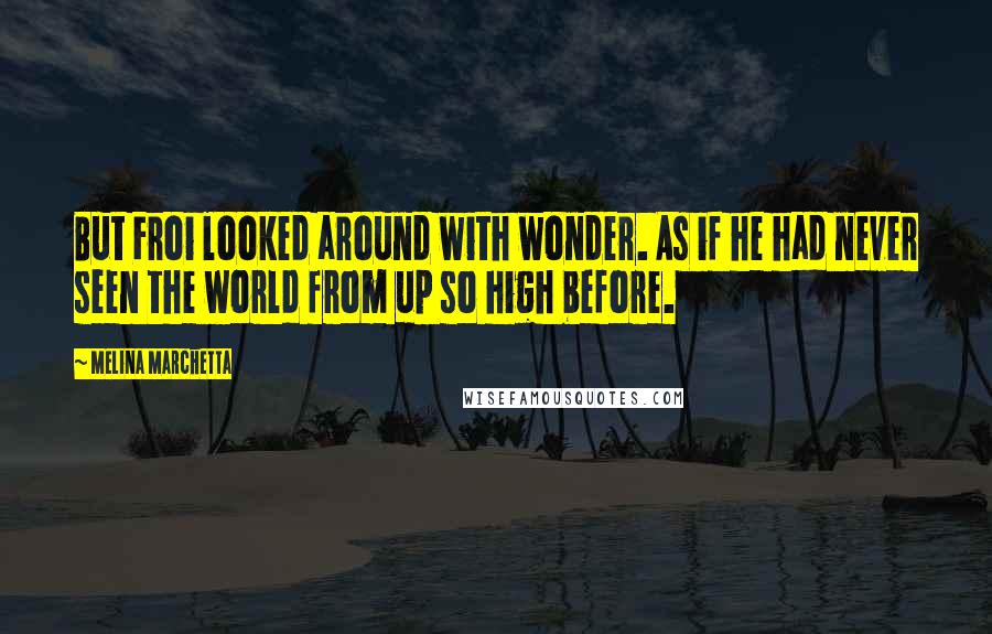 Melina Marchetta Quotes: But Froi looked around with wonder. As if he had never seen the world from up so high before.