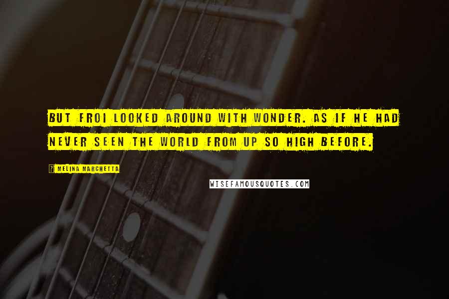 Melina Marchetta Quotes: But Froi looked around with wonder. As if he had never seen the world from up so high before.
