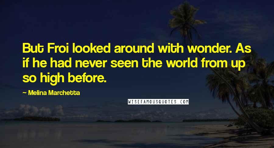 Melina Marchetta Quotes: But Froi looked around with wonder. As if he had never seen the world from up so high before.