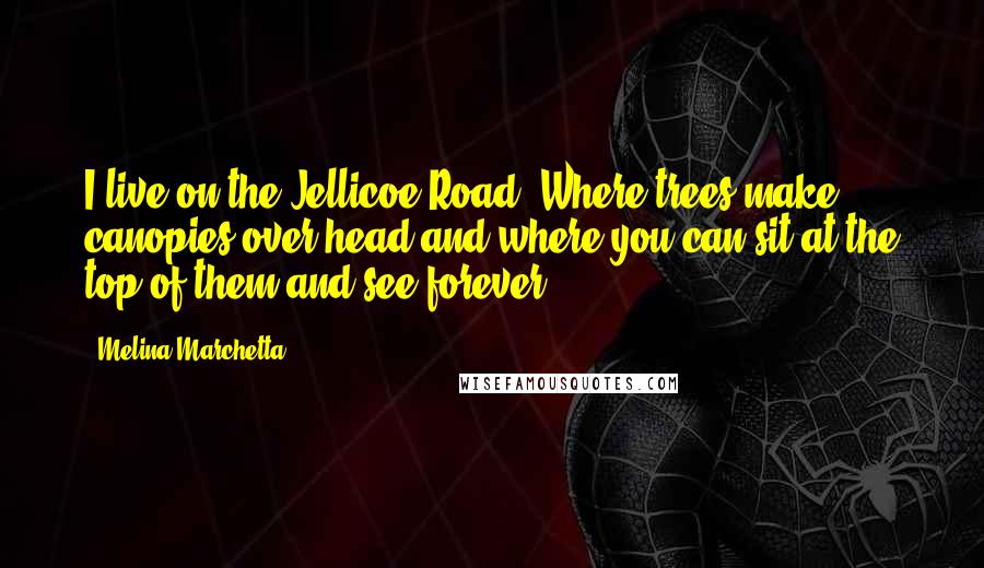 Melina Marchetta Quotes: I live on the Jellicoe Road. Where trees make canopies over-head and where you can sit at the top of them and see forever.