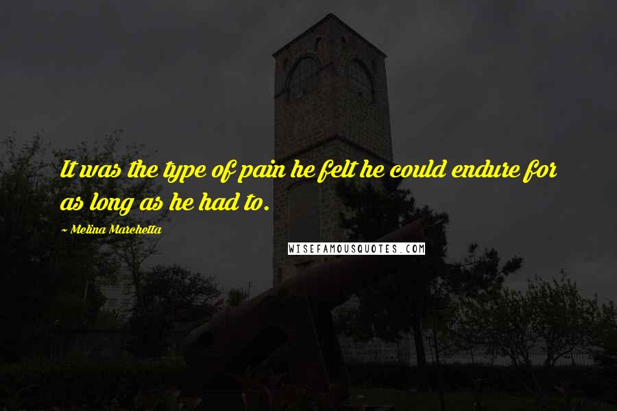 Melina Marchetta Quotes: It was the type of pain he felt he could endure for as long as he had to.