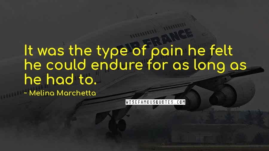 Melina Marchetta Quotes: It was the type of pain he felt he could endure for as long as he had to.