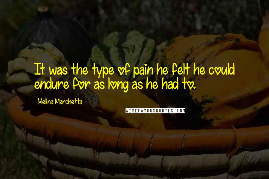Melina Marchetta Quotes: It was the type of pain he felt he could endure for as long as he had to.
