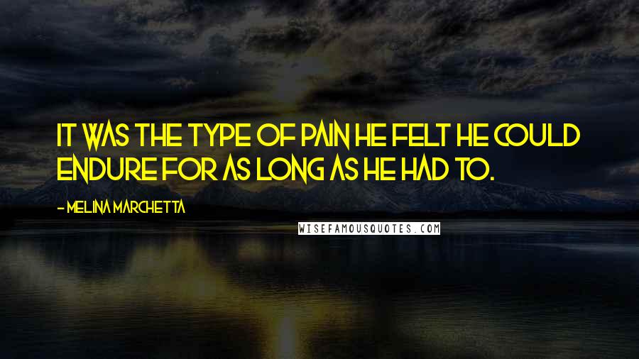 Melina Marchetta Quotes: It was the type of pain he felt he could endure for as long as he had to.
