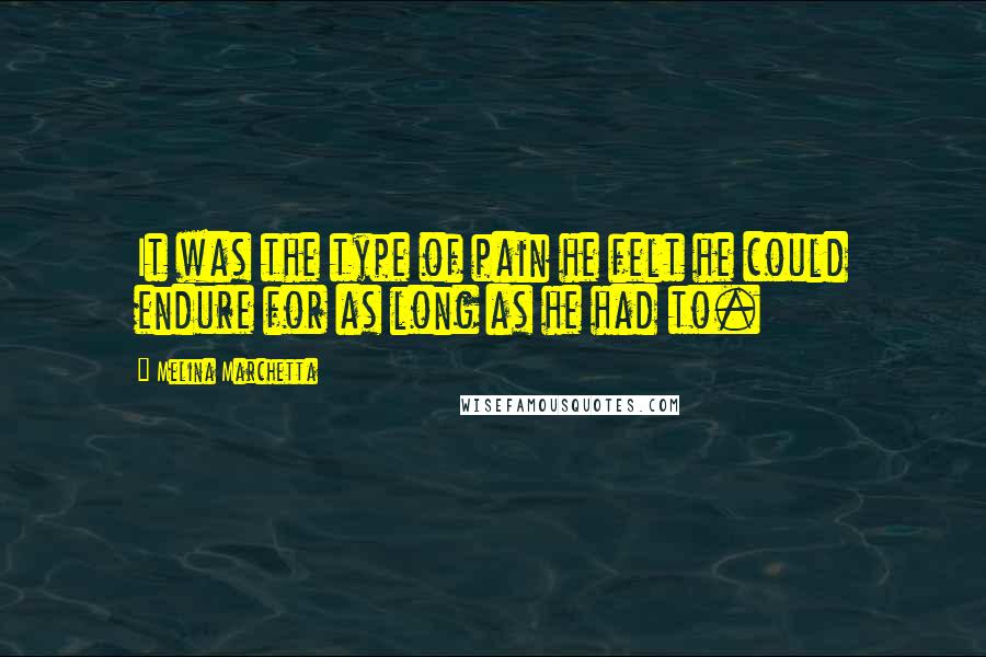 Melina Marchetta Quotes: It was the type of pain he felt he could endure for as long as he had to.