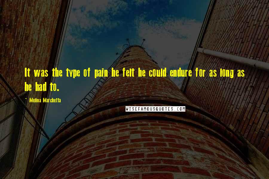 Melina Marchetta Quotes: It was the type of pain he felt he could endure for as long as he had to.