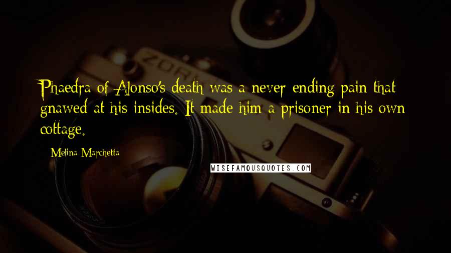 Melina Marchetta Quotes: Phaedra of Alonso's death was a never-ending pain that gnawed at his insides. It made him a prisoner in his own cottage.