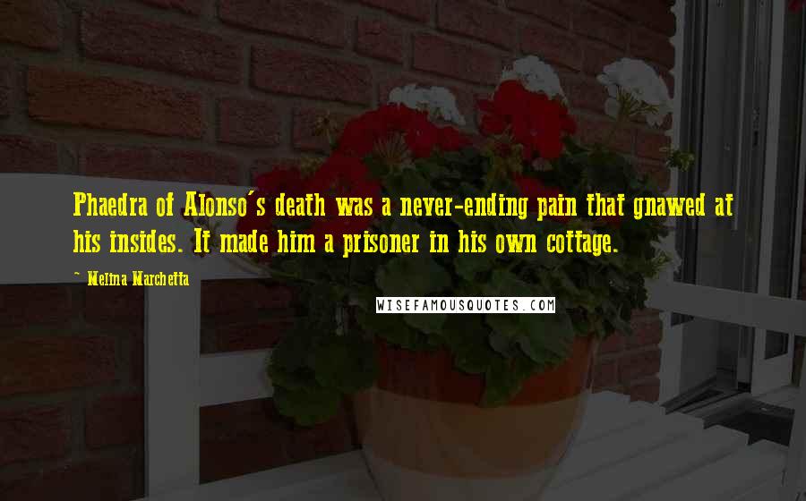 Melina Marchetta Quotes: Phaedra of Alonso's death was a never-ending pain that gnawed at his insides. It made him a prisoner in his own cottage.