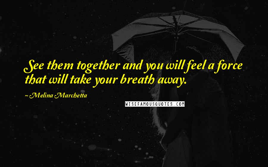 Melina Marchetta Quotes: See them together and you will feel a force that will take your breath away.