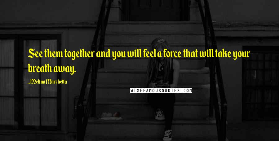 Melina Marchetta Quotes: See them together and you will feel a force that will take your breath away.