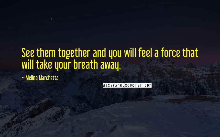 Melina Marchetta Quotes: See them together and you will feel a force that will take your breath away.