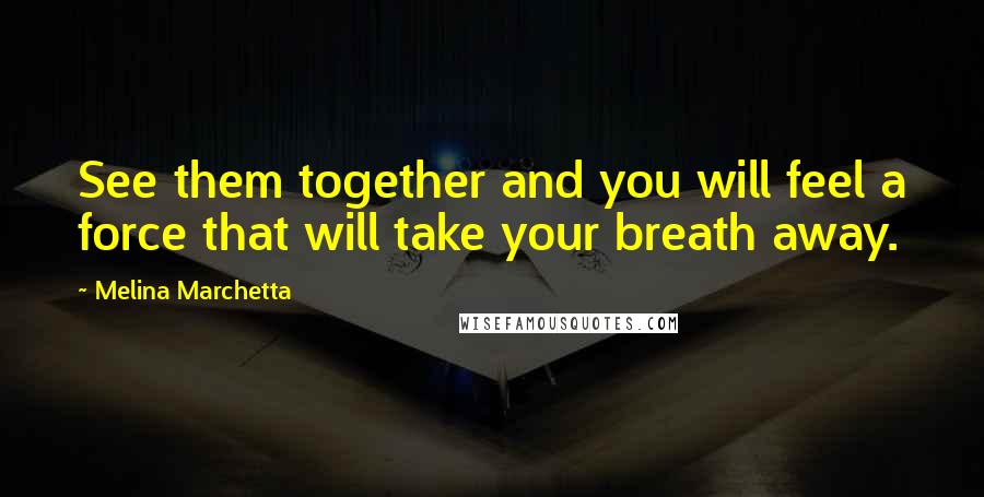 Melina Marchetta Quotes: See them together and you will feel a force that will take your breath away.