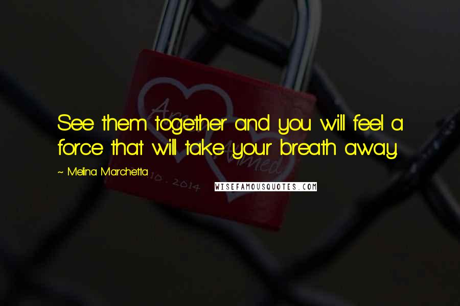 Melina Marchetta Quotes: See them together and you will feel a force that will take your breath away.