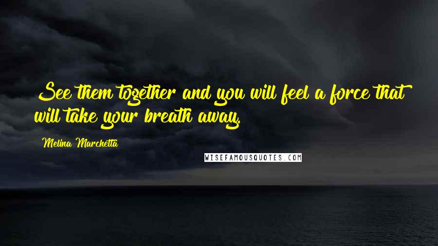 Melina Marchetta Quotes: See them together and you will feel a force that will take your breath away.