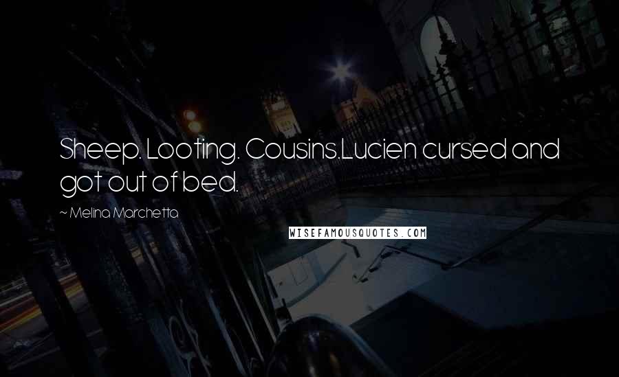 Melina Marchetta Quotes: Sheep. Looting. Cousins.Lucien cursed and got out of bed.