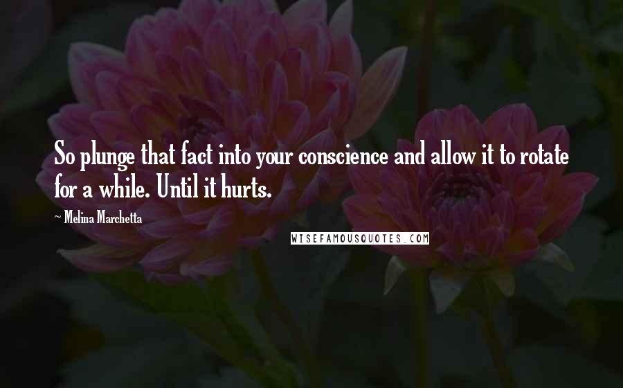 Melina Marchetta Quotes: So plunge that fact into your conscience and allow it to rotate for a while. Until it hurts.