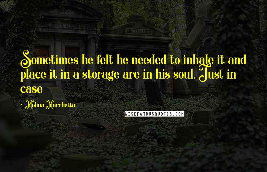 Melina Marchetta Quotes: Sometimes he felt he needed to inhale it and place it in a storage are in his soul. Just in case