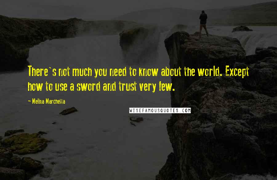 Melina Marchetta Quotes: There's not much you need to know about the world. Except how to use a sword and trust very few.