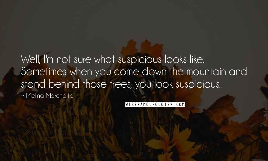 Melina Marchetta Quotes: Well, I'm not sure what suspicious looks like. Sometimes when you come down the mountain and stand behind those trees, you look suspicious.