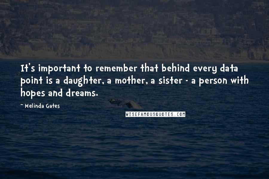 Melinda Gates Quotes: It's important to remember that behind every data point is a daughter, a mother, a sister - a person with hopes and dreams.