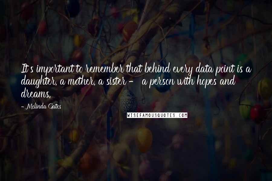 Melinda Gates Quotes: It's important to remember that behind every data point is a daughter, a mother, a sister - a person with hopes and dreams.