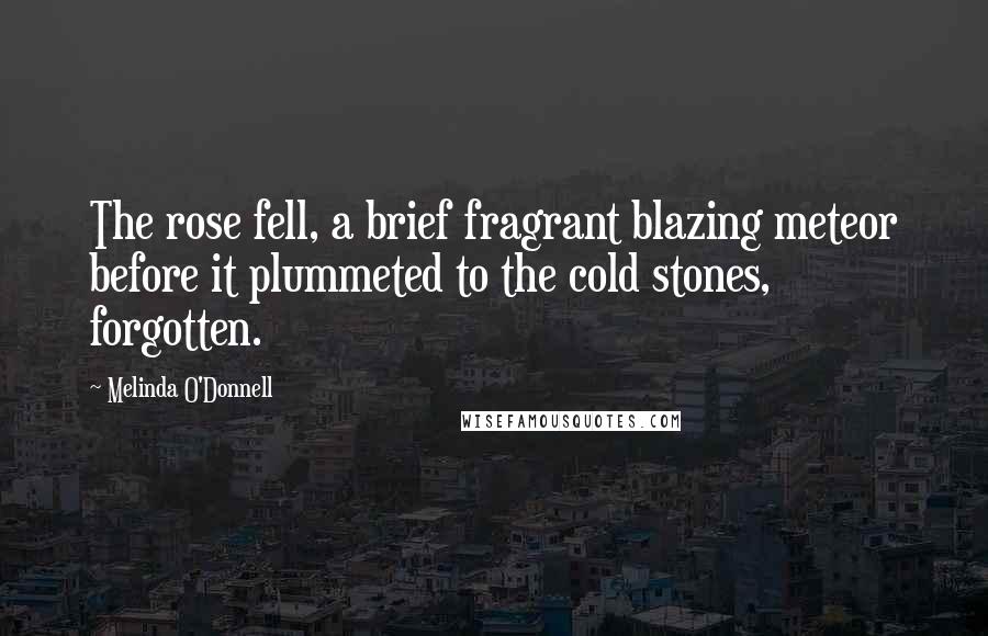 Melinda O'Donnell Quotes: The rose fell, a brief fragrant blazing meteor before it plummeted to the cold stones, forgotten.