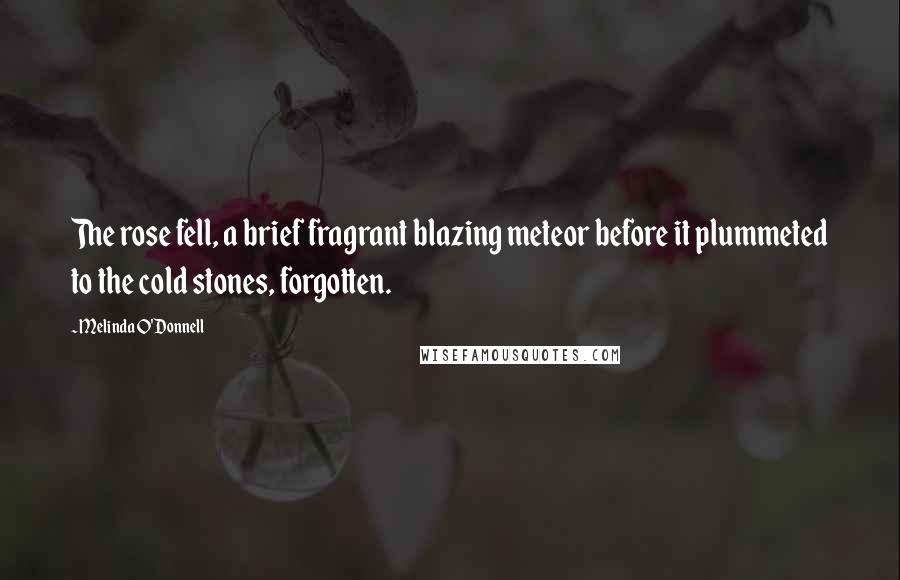 Melinda O'Donnell Quotes: The rose fell, a brief fragrant blazing meteor before it plummeted to the cold stones, forgotten.