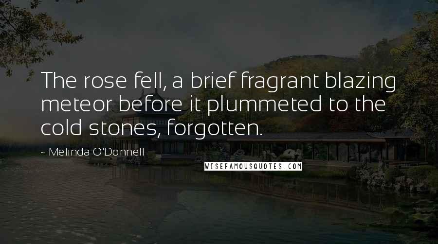 Melinda O'Donnell Quotes: The rose fell, a brief fragrant blazing meteor before it plummeted to the cold stones, forgotten.