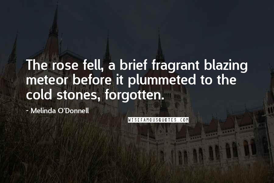 Melinda O'Donnell Quotes: The rose fell, a brief fragrant blazing meteor before it plummeted to the cold stones, forgotten.