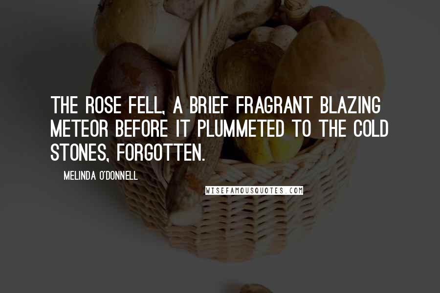 Melinda O'Donnell Quotes: The rose fell, a brief fragrant blazing meteor before it plummeted to the cold stones, forgotten.