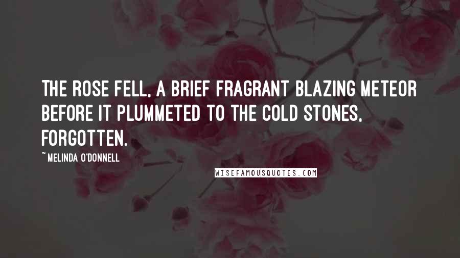 Melinda O'Donnell Quotes: The rose fell, a brief fragrant blazing meteor before it plummeted to the cold stones, forgotten.