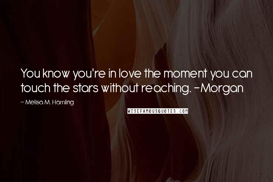 Melisa M. Hamling Quotes: You know you're in love the moment you can touch the stars without reaching. -Morgan