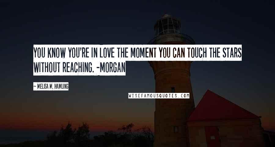 Melisa M. Hamling Quotes: You know you're in love the moment you can touch the stars without reaching. -Morgan