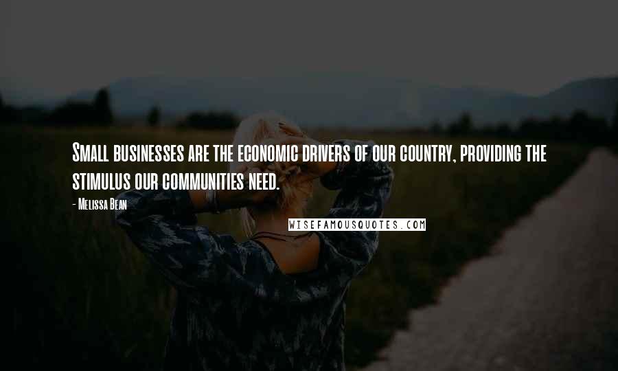 Melissa Bean Quotes: Small businesses are the economic drivers of our country, providing the stimulus our communities need.