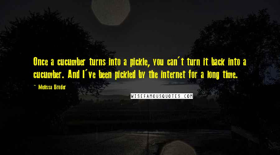 Melissa Broder Quotes: Once a cucumber turns into a pickle, you can't turn it back into a cucumber. And I've been pickled by the internet for a long time.