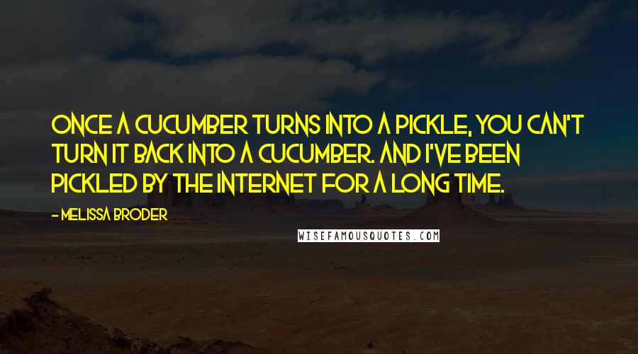 Melissa Broder Quotes: Once a cucumber turns into a pickle, you can't turn it back into a cucumber. And I've been pickled by the internet for a long time.