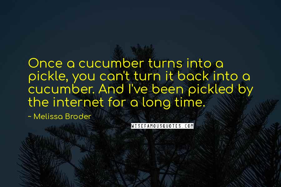 Melissa Broder Quotes: Once a cucumber turns into a pickle, you can't turn it back into a cucumber. And I've been pickled by the internet for a long time.