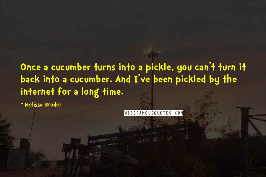 Melissa Broder Quotes: Once a cucumber turns into a pickle, you can't turn it back into a cucumber. And I've been pickled by the internet for a long time.