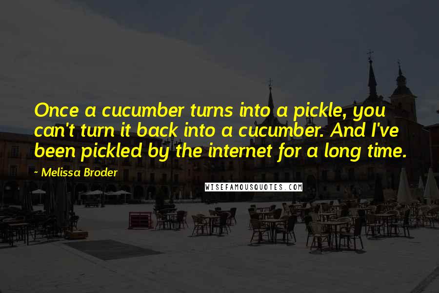Melissa Broder Quotes: Once a cucumber turns into a pickle, you can't turn it back into a cucumber. And I've been pickled by the internet for a long time.
