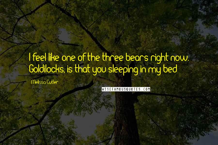 Melissa Cutler Quotes: I feel like one of the three bears right now. Goldilocks, is that you sleeping in my bed?