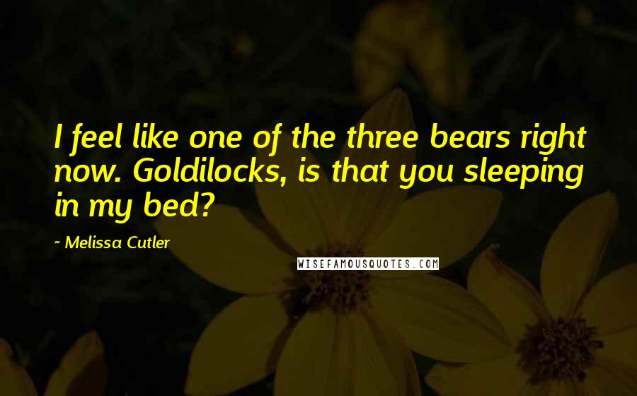 Melissa Cutler Quotes: I feel like one of the three bears right now. Goldilocks, is that you sleeping in my bed?