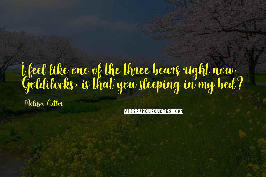 Melissa Cutler Quotes: I feel like one of the three bears right now. Goldilocks, is that you sleeping in my bed?