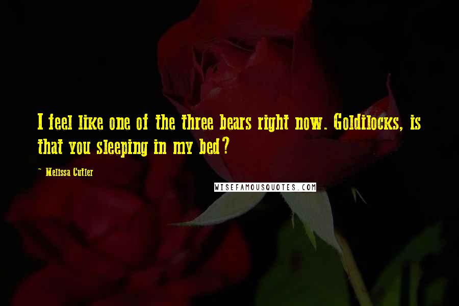 Melissa Cutler Quotes: I feel like one of the three bears right now. Goldilocks, is that you sleeping in my bed?