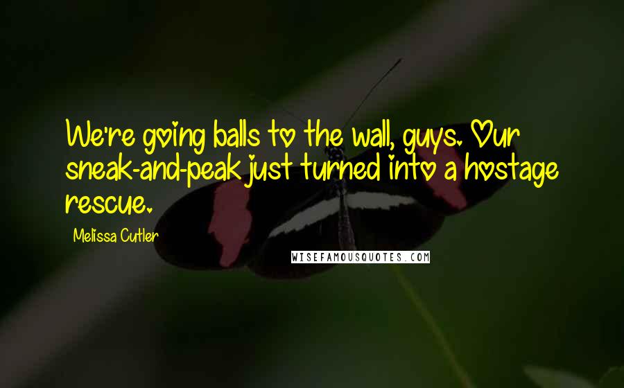 Melissa Cutler Quotes: We're going balls to the wall, guys. Our sneak-and-peak just turned into a hostage rescue.