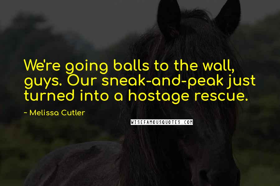 Melissa Cutler Quotes: We're going balls to the wall, guys. Our sneak-and-peak just turned into a hostage rescue.
